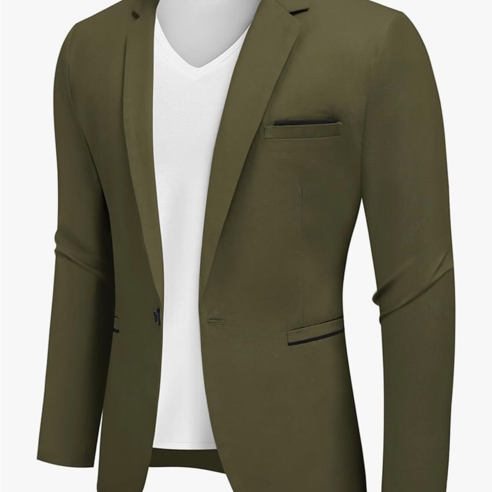 COOFANDY(Size 3XL)Men's Casual Blazers Sport Coats Slim Fit Cotton, Army Green
